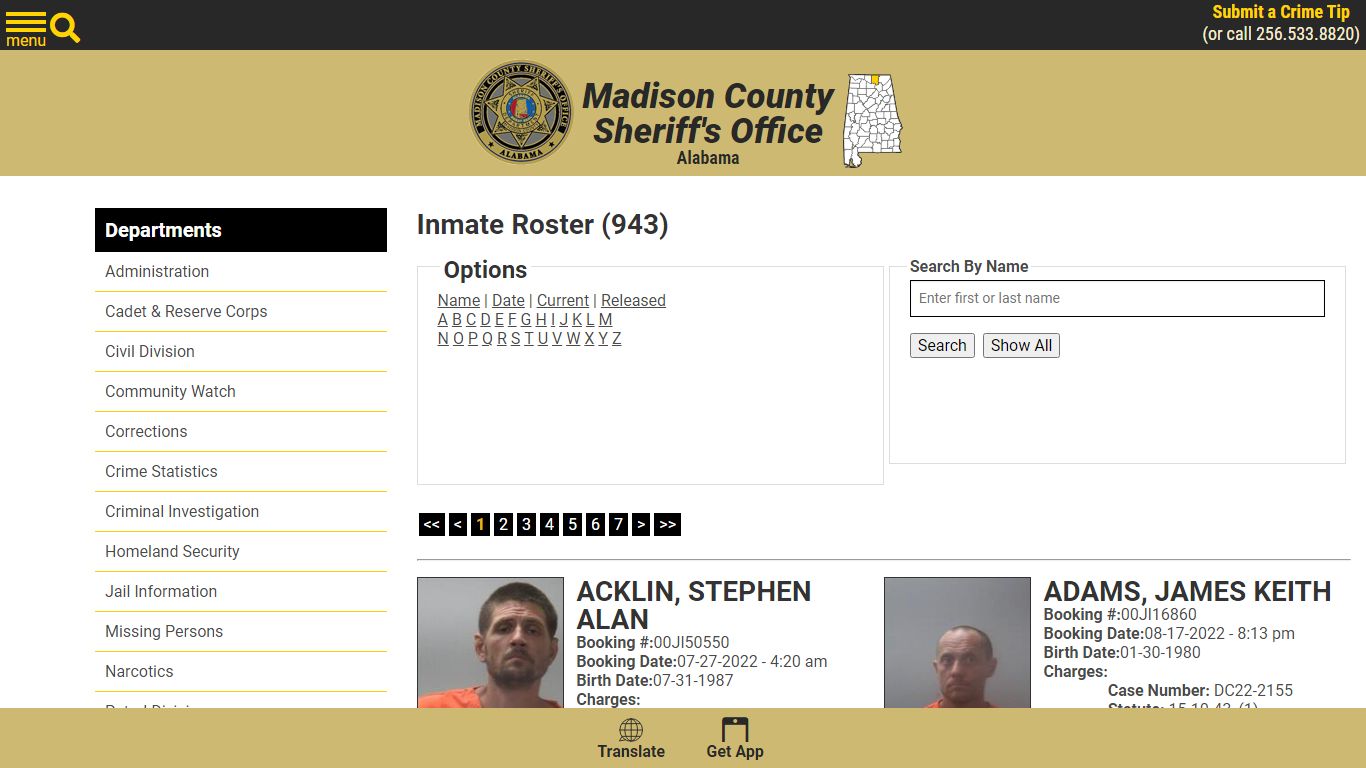 Inmate Roster - Current Inmates - Madison County Sheriff's Office